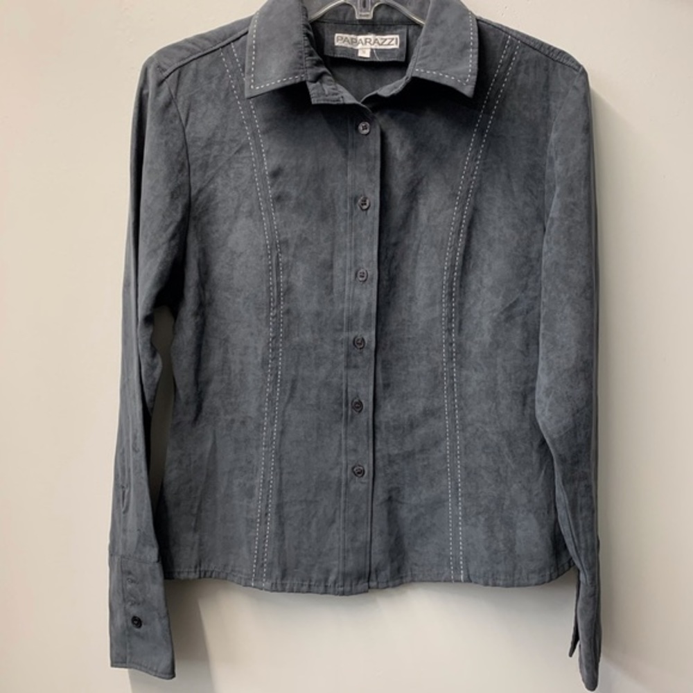 Super soft suede feel‎ blouse - embroidered details